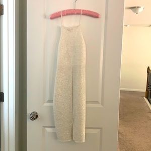 Speckling white midi dress